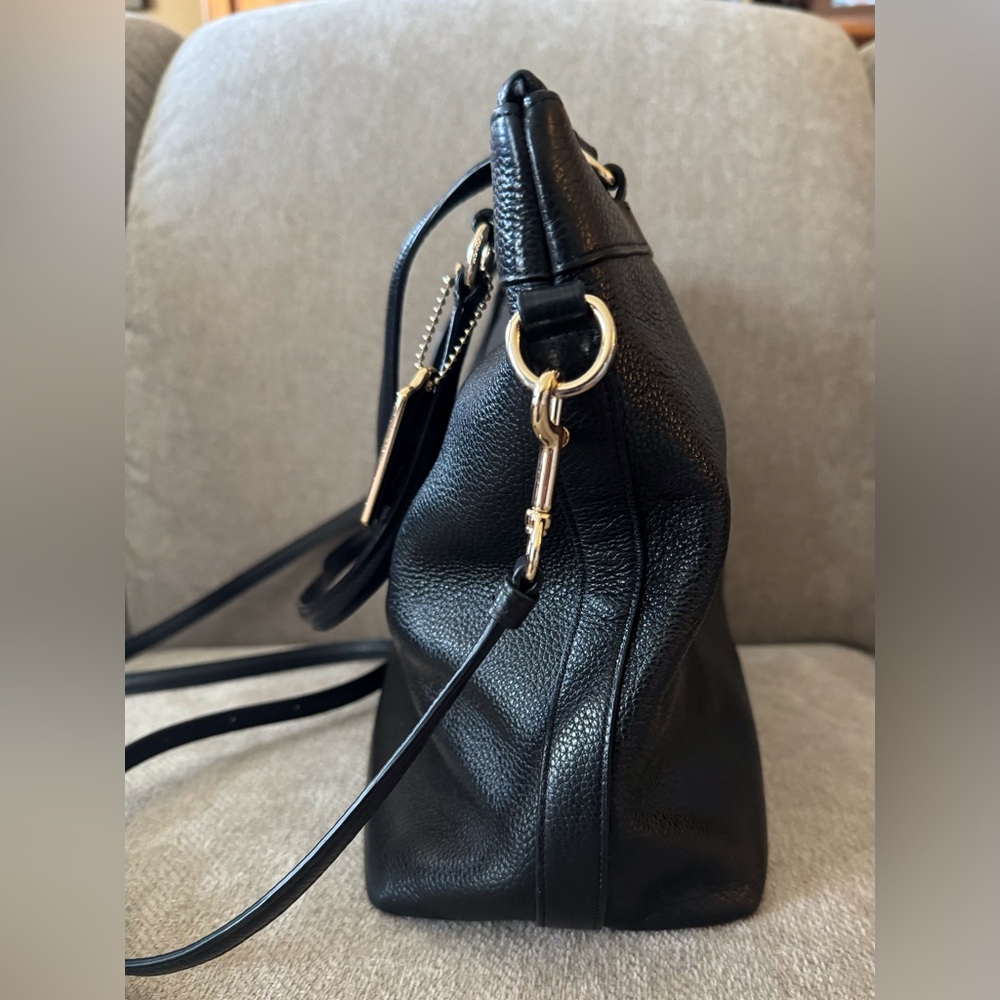 COACH F54687 Tyler Black Pebbled Leather Shoulder/Crossbody Bag - Picture 4 of 12
